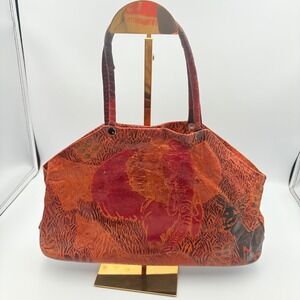 Unique Elephant Embossed Shoulder Bag Handles Womens Boho Satchel Safari 13x8"